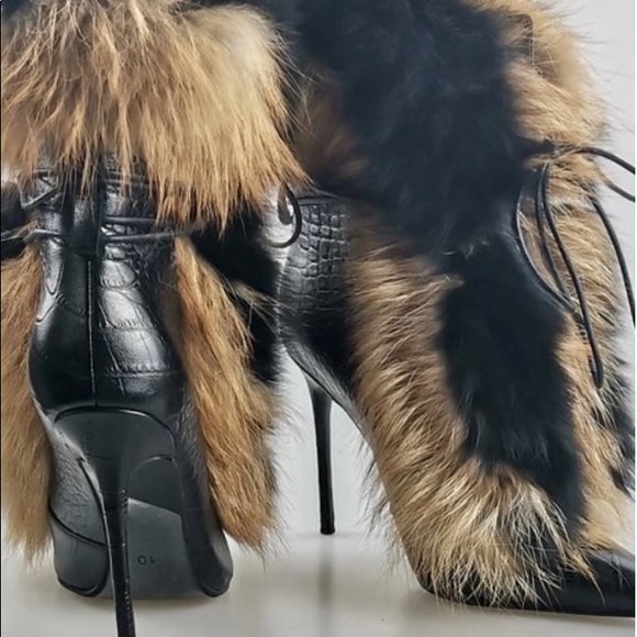 Parischea Croc Jade🖤🖤🖤🖤🖤 Fur Boots - Picture 2 of 3